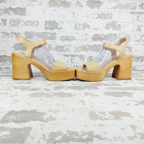 New NINE WEST Openit 9 Beige Vegan Platform Sandal D1041 - Picture 7 of 15